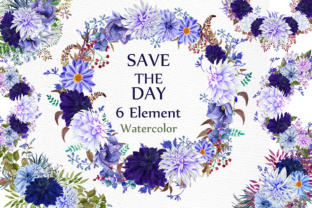 Blue Watercolor Flowers Clipart WREATHS CLIPART Wedding Clipart Diy Invites