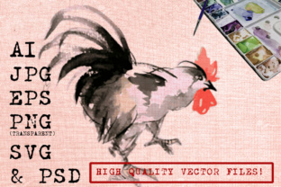 Javanese Watercolor Rooster Illustrations: A Versatile Graphic Design Asset for Crafters