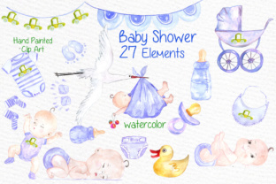 Watercolor Boy Baby Shower Clipart