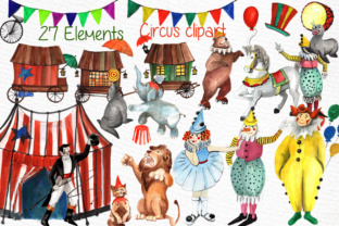 Watercolor Circus Clipart Clown Clipar Circus Animals