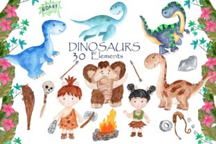 Watercolor Dinosaur Clipart for Handmade Illustrations