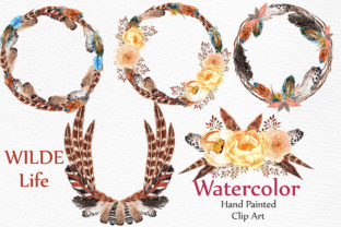 Watercolor Feather Wreaths Clipart: A Soft Touch for Brand Illustrations