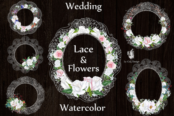 Watercolor Lace Frames Clipart: A Delicate Design Asset for Local Business Branding