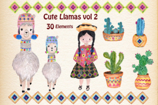 Watercolor Llama,Succulent Clipart for Illustrations