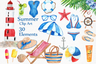 Watercolor Nautical Summer Clipart: A Fresh Illustration for Crafters