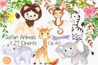 Watercolor Safari Animals Clipart Kids Jungle Animals Clipart
